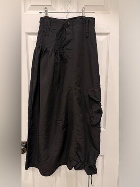 ILLIG Black Nylon Cargo Maxi Skirt Size XS